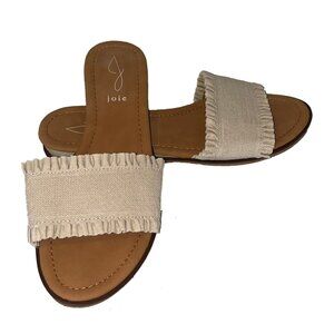 Joie Eidel Ivory / Off White Canvas Ruffled Slide Sandals - Size 9